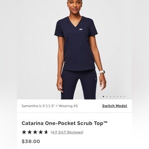 Figs Catarina One-Pocket Scrub top XS Navy